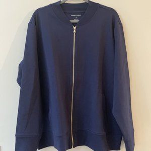 Universal Standard Brooke Bomber Sweatshirt Jacket Navy Blue M 18/20